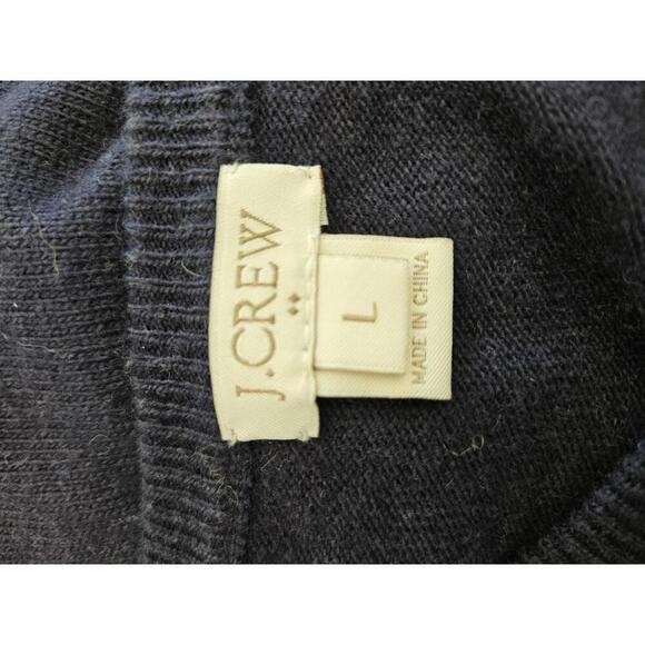 J Crew Large green & cream striped sweater and navy blue sleeves with elbow pads - Picture 3 of 5